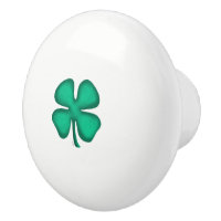Lucky 4 Leaf Irish Clover ceramic knob