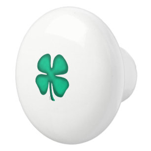 Lucky 4 Leaf Irish Clover ceramic knob sm clover