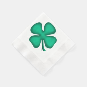 Lucky 4 Leaf Irish Clover coined cocktail napkin