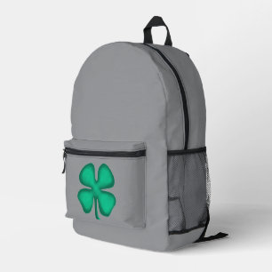 Lucky 4 Leaf Irish Clover gray backpack