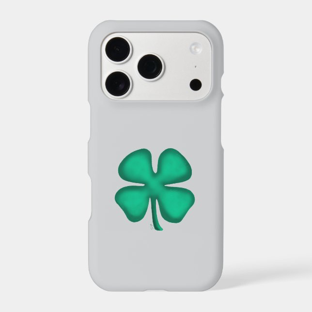 Lucky 4 Leaf Irish Clover gray iPhone 17 Pro case (Back)