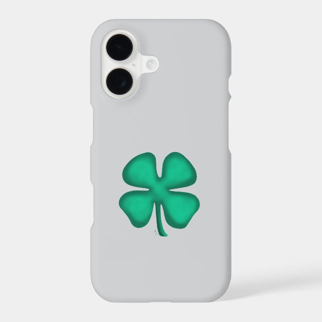 Lucky 4 Leaf Irish Clover gray iPhone 17 S case (Back)