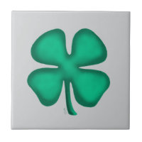 Lucky 4 Leaf Irish Clover gray small tile