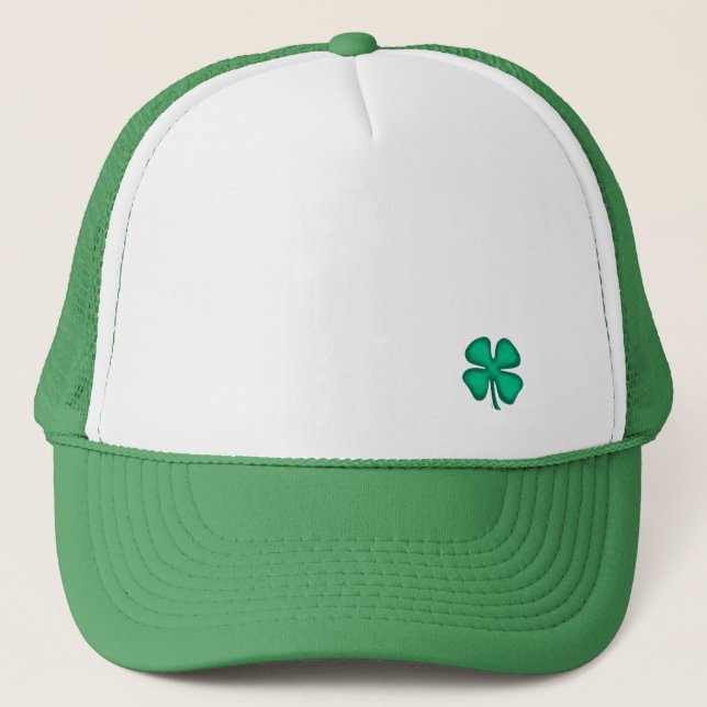 Lucky 4 Leaf Irish Clover green foam trucker hat (Front)