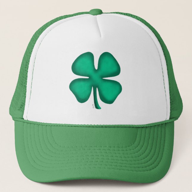 Lucky 4 Leaf Irish Clover green hat (Front)
