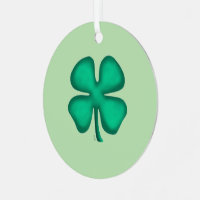 Lucky 4 Leaf Irish Clover green rnd metal ornament