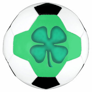 Lucky 4 Leaf Irish Clover green soccer ball