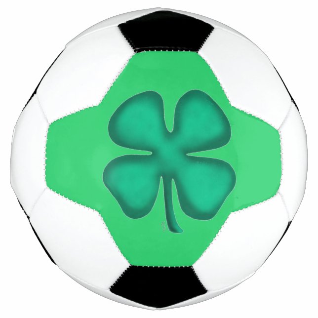Lucky 4 Leaf Irish Clover green soccer ball (Front)