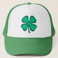 Lucky 4 Leaf Irish Clover green trucker hat