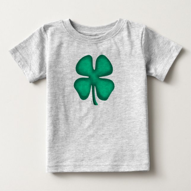 Lucky 4 Leaf Irish Clover grey baby T-shirt (Front)