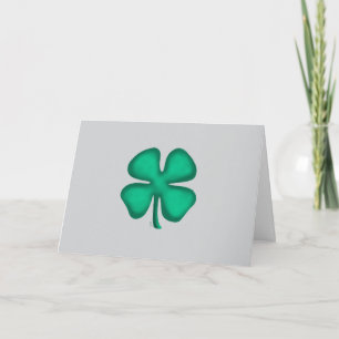 Lucky 4 Leaf Irish Clover grey greeting card