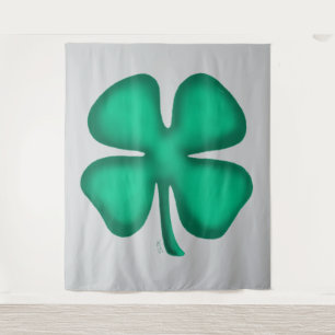 Lucky 4 Leaf Irish Clover grey tapestry