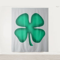 Lucky 4 Leaf Irish Clover grey tapestry