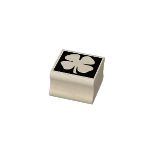 Lucky 4 Leaf Irish Clover inverted sm rubber stamp