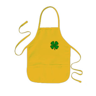 Lucky 4 Leaf Irish Clover kids yellow chef apron