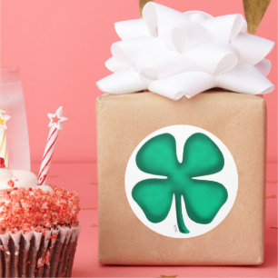 Lucky 4 Leaf Irish Clover large round stickers