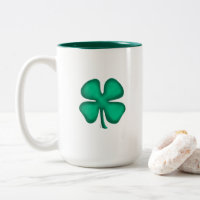 Lucky 4 Leaf Irish Clover large two tone mug