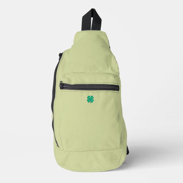 Lucky 4 Leaf Irish Clover light green backpack (Front)
