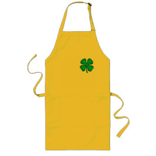 Lucky 4 Leaf Irish Clover long yellow chef apron