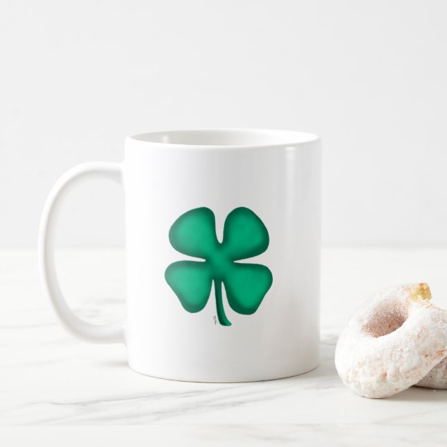 Lucky 4 Leaf Irish Clover mug (With Donut)