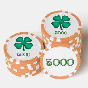 Lucky 4 Leaf Irish Clover org 5K stripe poker chip
