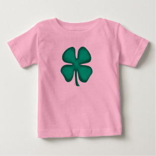Lucky 4 Leaf Irish Clover pink baby shirt