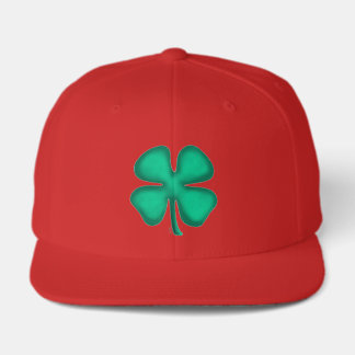Lucky 4 Leaf Irish Clover red 6 panel snapback cap