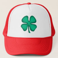 Lucky 4 Leaf Irish Clover red foam trucker hat