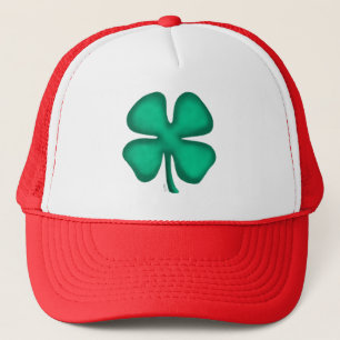Lucky 4 Leaf Irish Clover red foam trucker hat