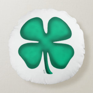 Lucky 4 Leaf Irish Clover round poly pillow