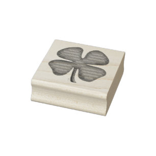 Lucky 4 Leaf Irish Clover rubber stamp no handle