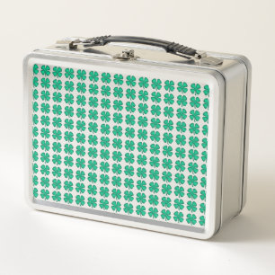  Lucky 4 Leaf Irish Clover stainless stl lunchbox
