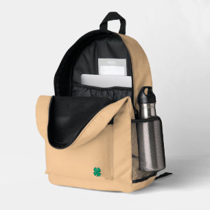 Lucky 4 Leaf Irish Clover tan backpack