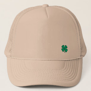 Lucky 4 Leaf Irish Clover tan foam trucker hat