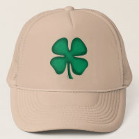 Lucky 4 Leaf Irish Clover tan foam trucker hat