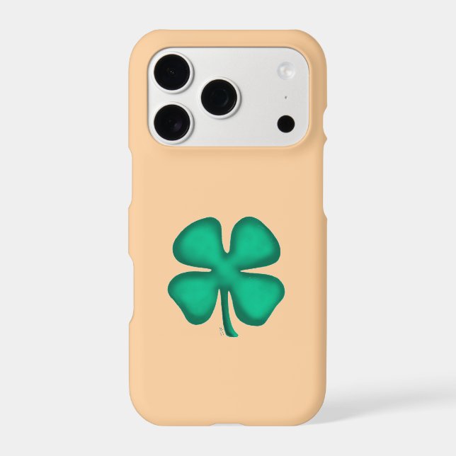 Lucky 4 Leaf Irish Clover tan iPhone 17 Pro case (Back)