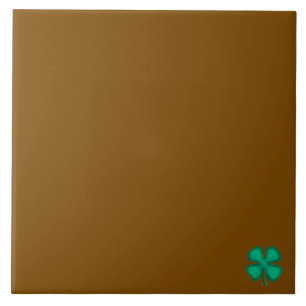 Lucky 4 Leaf Irish Clover tiny brown large tile
