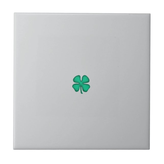 Lucky 4 Leaf Irish Clover tiny gray small tile (Front)