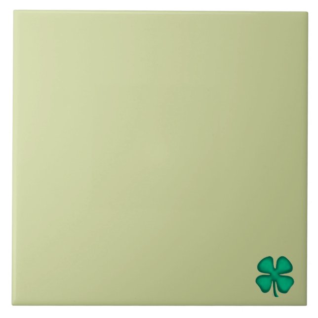 Lucky 4 Leaf Irish Clover tiny lt green large tile (Front)