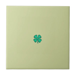 Lucky 4 Leaf Irish Clover tiny lt green small tile