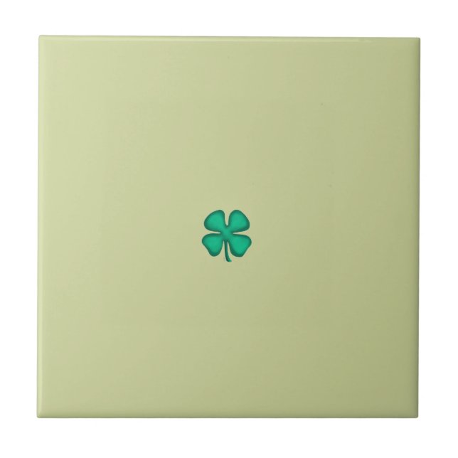 Lucky 4 Leaf Irish Clover tiny lt green small tile (Front)
