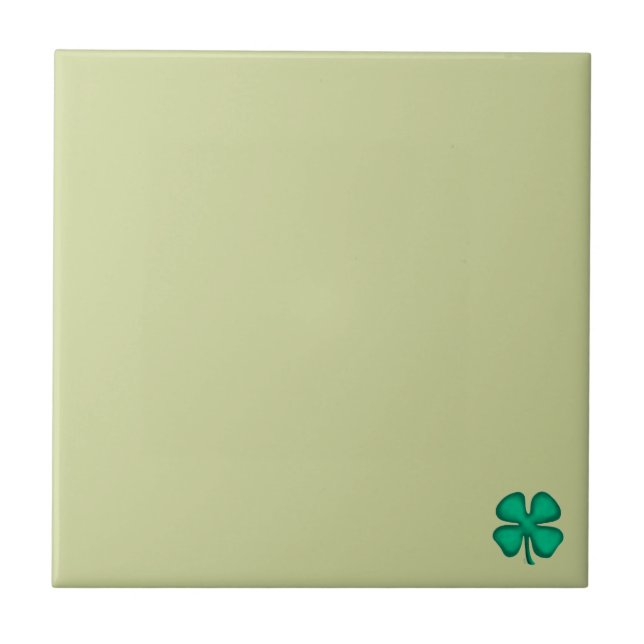 Lucky 4 Leaf Irish Clover tiny lt green small tile (Front)