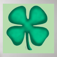 Lucky 4 Leaf Irish Clover value green matte poster