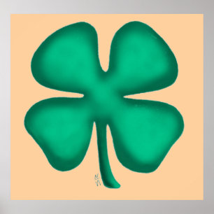 Lucky 4 Leaf Irish Clover value tan matte poster