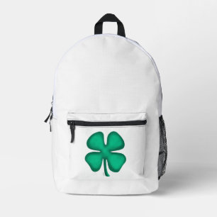 Lucky 4 Leaf Irish Clover white backpack