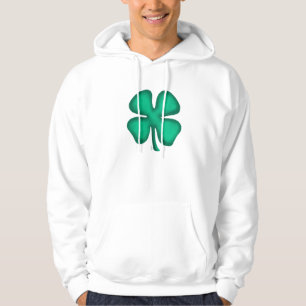 Lucky 4 Leaf Irish Clover white hooded sweatshirt