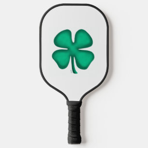 Lucky 4 Leaf Irish Clover white pickleball paddle