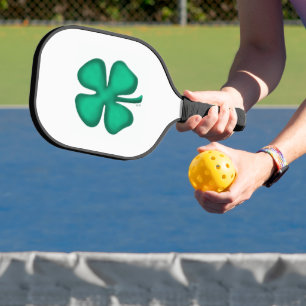 Lucky 4 Leaf Irish Clover white pickleball paddle