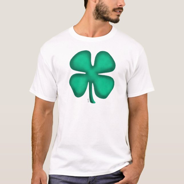 Lucky 4 Leaf Irish Clover white T-shirt (Front)