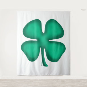 Lucky 4 Leaf Irish Clover white tapestry